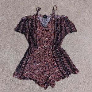 Rust paisley print romper